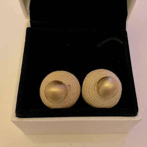 Ball Back Rope Stud Earrings, VGUC, Light Pink - Picture 2 of 2